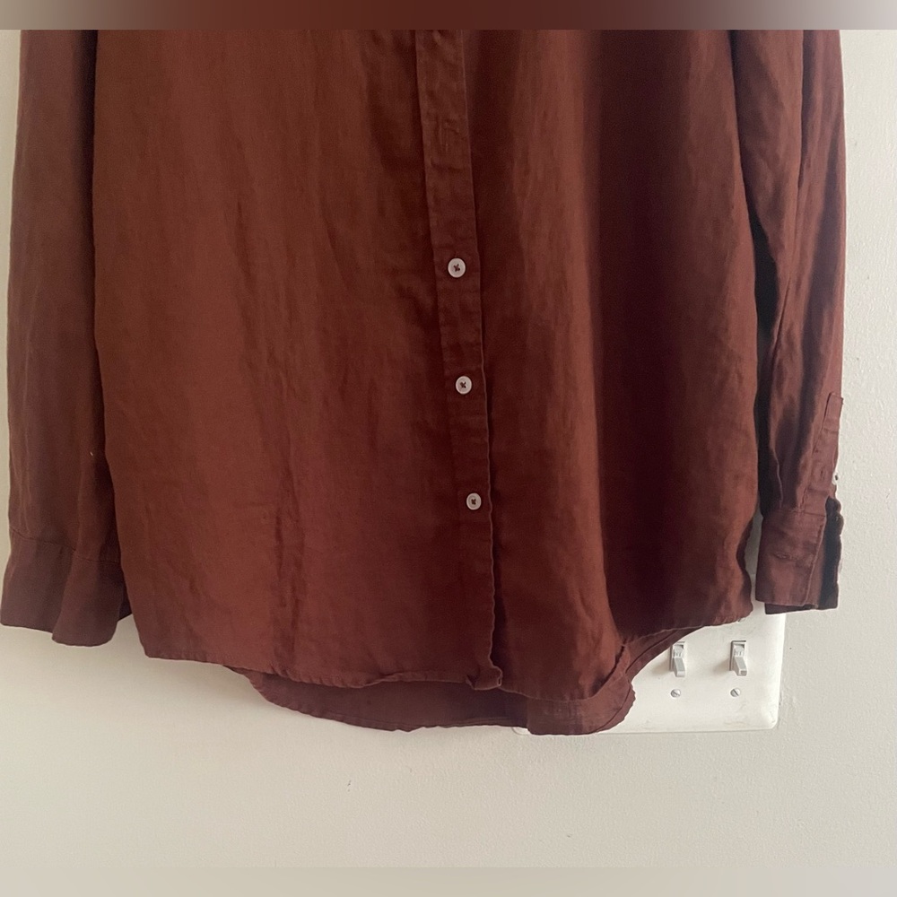 Quince Brown Linen Button Down Shirt - Picture 4 of 8